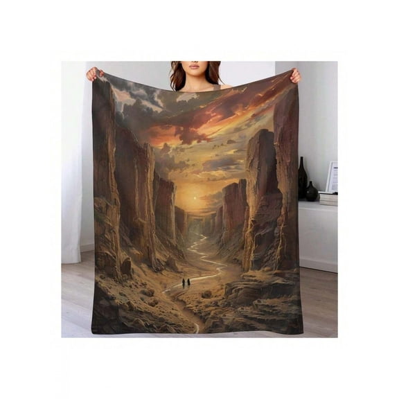 Multicolor Desert Canyon Sunset Throw Blanket For Sofa Bed Office Cozy Nap Decor 70x80 Inch