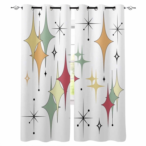 Multicolor Diamond Blackout Curtains for Bedroom Living Room Darkening Curtains 54 Inch Long Modern Geometric Middle Century Short Curtain for Small Window Treatment Grommet Drapes 52"x54"x2