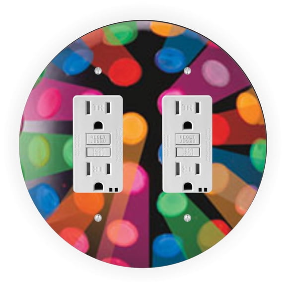 Multicolor Disco Ball Design - Round Light Switch Plate Cover - Double GFI
