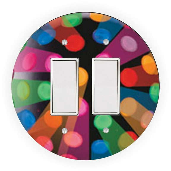 Multicolor Disco Ball Design - Round Light Switch Plate Cover - Double Rocker