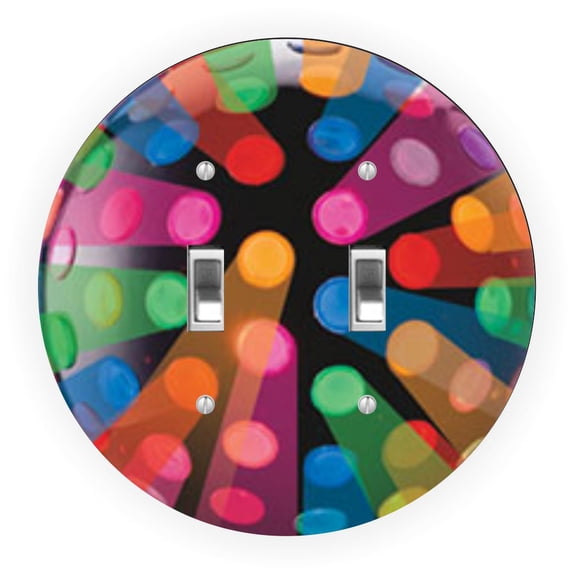 Multicolor Disco Ball Design - Round Light Switch Plate Cover - Double Toggle