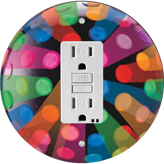 Multicolor Disco Ball Design - Round Light Switch Plate Cover - GFI