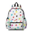 thumbnail image 1 of Multicolor Dog Paw Print White Pattern Cute School Backpack with Padded Back and Adjustable Shoulder Straps 13.4"x11"x4.7", 1 of 5