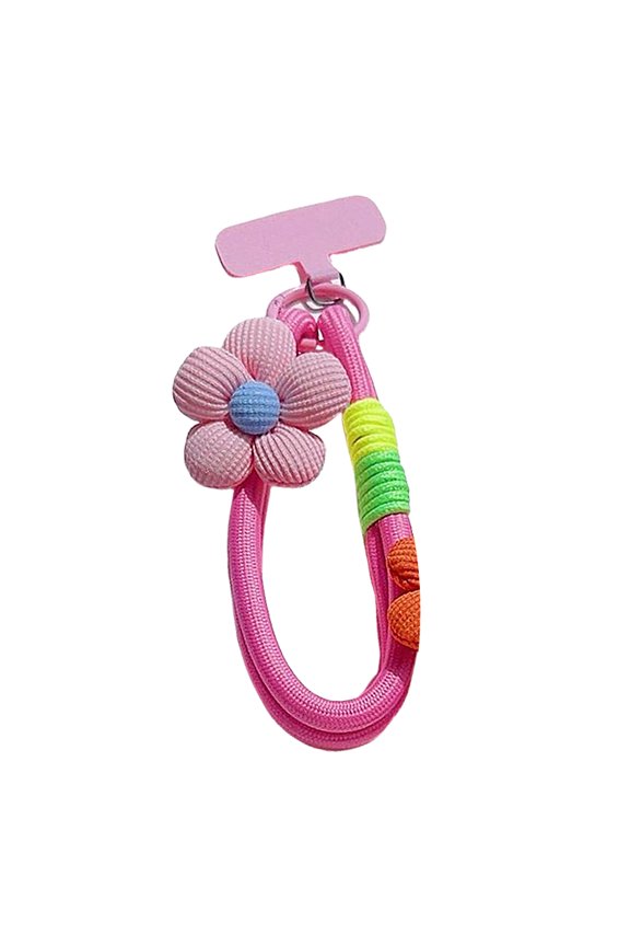Multicolor Elastic Phone Strap Cord With Decorative Flower Charm And Secure T Clip For Key Accessories Multicolor Design