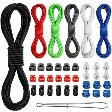 Multicolor Elastic Stretch Round String Shock Cord Bungee Cords Rope 32 Yards 1/8-Inch (3mm) with 35 Pieces Plastic Spring Cord Locks for Drawstring, Sewing, DIY Crafting, Bracelets, Camping