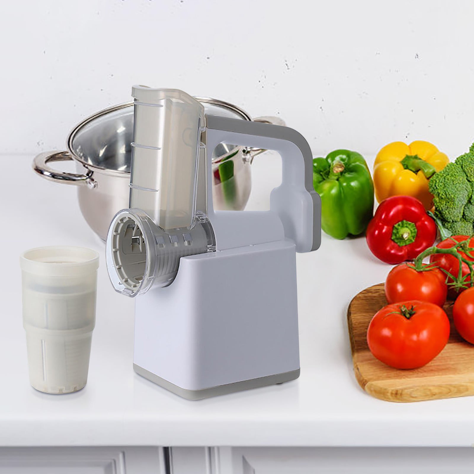 Multicolor Electric Vegetable Chopper with Holder Tray, Multi-Functional Electric Vegetable Cutter Cheese Slicer Shredding, Vegetable Slicer Food Processor, Veggie Food Cutter, Useful Kitchen Gadget