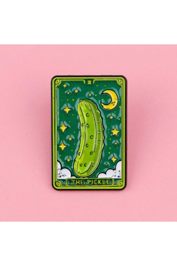 Multicolor Enamel Lapel Pin Featuring Pickle Tarot Design For Bags Jackets And Accessories