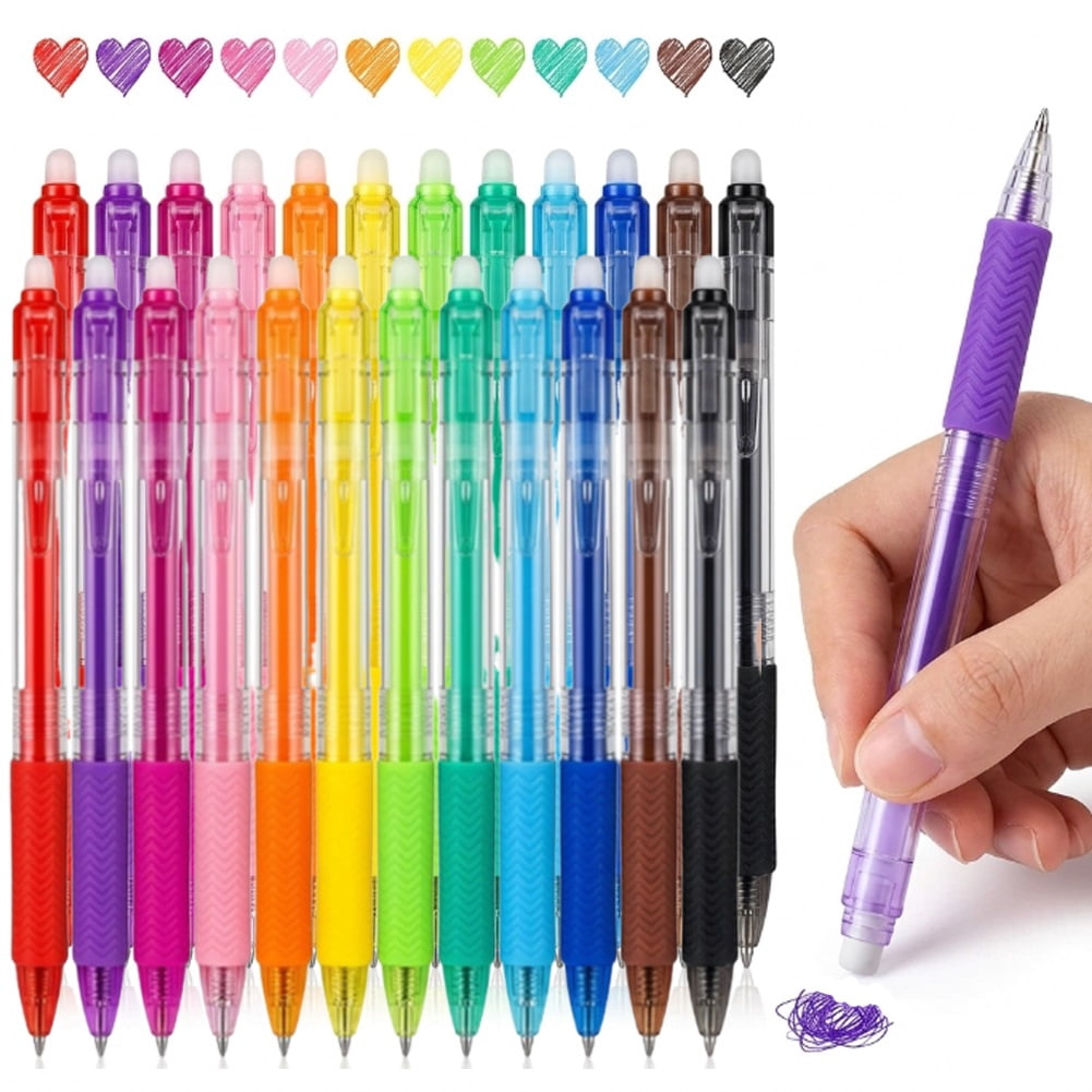 Multicolor Erasable Gel Pens 12 colors, Assorted Color Inks, Make Mistakes Disappear, Retractable Fine Point 0.7mm, Comfort Grip, For Drawing Writing Planner and Crossword Puzzles