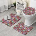 thumbnail image 1 of Multicolor Ethnic Diamond Pattern Bathroom Rugs Sets 3 Piece,Toilet Cover Set,Absorbent Non Slip Bathroom Mats Sets with U-Shaped Contour Rug Toilet Rug Set, 1 of 5