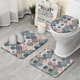thumbnail image 1 of Multicolor Ethnic Floral and Geometric Pattern Bathroom Rugs Sets 3 Piece,Toilet Cover Set,Absorbent Non Slip Bathroom Mats Sets with U-Shaped Contour Rug Toilet Rug Set, 1 of 5