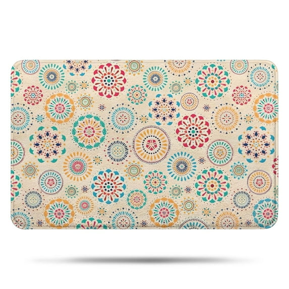 Multicolor Ethnic Floral Pattern Bathroom Rugs Mat,Non Slip Microfiber Bathroom Rug,Rubber Backing,Soft Bathroom Mats for Bathroom Floor,Tub and Shower,17x27in(43x68cm)
