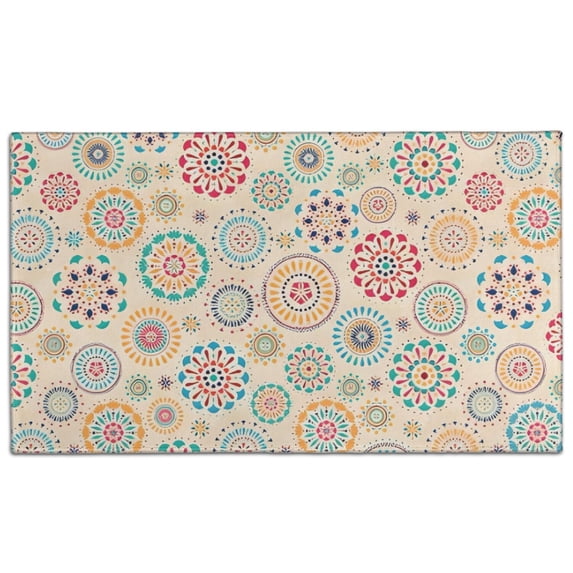 Multicolor Ethnic Floral Pattern Door Rugs,Washable Non Slip Door Mats Indoor,Decorative Door Mats,Entry Mat Indoor for Entrance,Bedroom,Kitchen,Bathroom,17"x30"