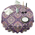 thumbnail image 1 of Multicolor Ethnic Floral Pattern Round Tablecloth 60"x60",Wrinkle Wipeable Table Cloth for Kitchen Dining Room Picnic Patio Party, 1 of 6