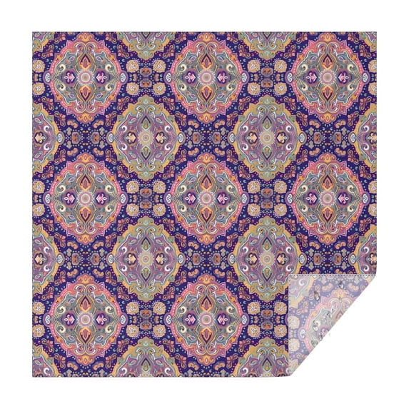 Multicolor Ethnic Floral Pattern Square Tablecloth,Waterproof Square Table Cover,Wipeable Spillproof Washable Table Cover for Home Kitchen Party Decor 52"x52"(132x132cm)