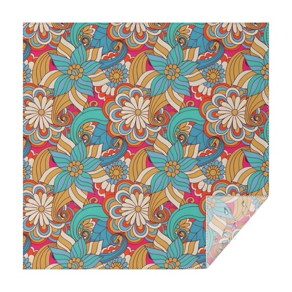 Multicolor Ethnic Floral Pattern Square Tablecloth,Waterproof Square Table Cover,Wipeable Spillproof Washable Table Cover for Home Kitchen Party Decor 60"x60"(152x152cm)