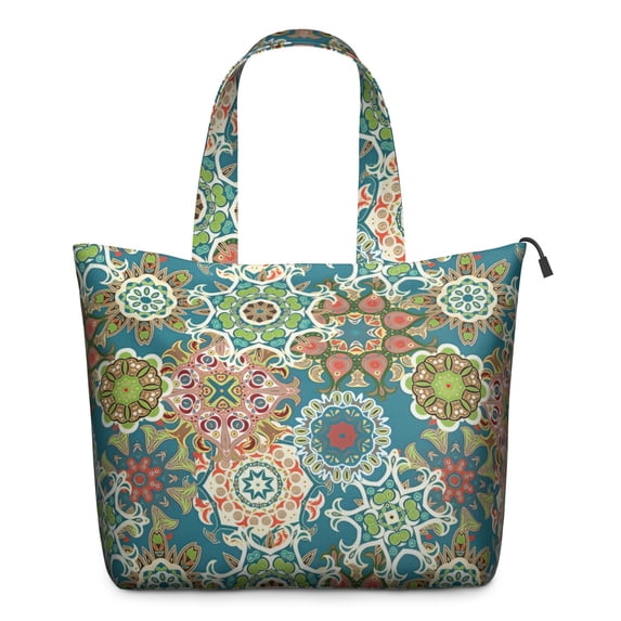 Multicolor Ethnic Floral Pattern Travel Tote Bags for Women Carry On,Large Weekender Bags for Women Travel,Multi Functional Duffle Bag for Work,Shopping,Sports