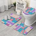 thumbnail image 1 of Multicolor Ethnic Flower Patchwork Pattern Bathroom Rugs Sets 3 Piece,Toilet Cover Set,Absorbent Non Slip Bathroom Mats Sets with U-Shaped Contour Rug Toilet Rug Set, 1 of 5