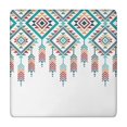 thumbnail image 1 of Multicolor Ethnic Geometric Border Pattern Square Fitted Tablecloth with Elastic Edge,Square Table Cover,Washable Elastic Table Cover for Home Kitchen Party Decor 34"x34", 1 of 6