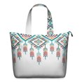 thumbnail image 1 of Multicolor Ethnic Geometric Border Pattern Travel Tote Bags for Women Carry On,Large Weekender Bags for Women Travel,Multi Functional Duffle Bag for Work,Shopping,Sports, 1 of 5