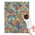 thumbnail image 1 of Multicolor Ethnic Geometric and Floral Pattern Blanket,Comfortable Soft Flannel Throw Blanket,All Season,Warm Lightweight Blankets for Sofa Bed Couch Living Room Chair,30"x40", 1 of 4