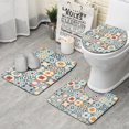thumbnail image 1 of Multicolor Ethnic Geometric Patchwork Pattern Bathroom Rugs Sets 3 Piece,Toilet Cover Set,Absorbent Non Slip Bathroom Mats Sets with U-Shaped Contour Rug Toilet Rug Set, 1 of 5