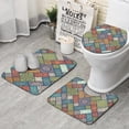 thumbnail image 1 of Multicolor Ethnic Geometric Patchwork Pattern Bathroom Rugs Sets 3 Piece,Toilet Cover Set,Absorbent Non Slip Bathroom Mats Sets with U-Shaped Contour Rug Toilet Rug Set, 1 of 5