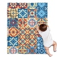 thumbnail image 1 of Multicolor Ethnic Geometric Patchwork Pattern Blanket,Comfortable Soft Flannel Throw Blanket,All Season,Warm Lightweight Blankets for Sofa Bed Couch Living Room Chair,30"x40", 1 of 4