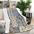 thumbnail image 1 of Multicolor Ethnic Geometric Patchwork Pattern Blanket,Comfortable Soft Lamb Wool Throw Blanket,All Season,Warm Lightweight Blankets for Sofa Bed Couch Living Room Chair,50"x60", 1 of 4
