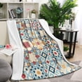 thumbnail image 1 of Multicolor Ethnic Geometric Patchwork Pattern Blanket,Comfortable Soft Lamb Wool Throw Blanket,All Season,Warm Lightweight Blankets for Sofa Bed Couch Living Room Chair,60"x80", 1 of 4