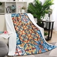 thumbnail image 1 of Multicolor Ethnic Geometric Patchwork Pattern Blanket,Comfortable Soft Lamb Wool Throw Blanket,All Season,Warm Lightweight Blankets for Sofa Bed Couch Living Room Chair,60"x80", 1 of 4