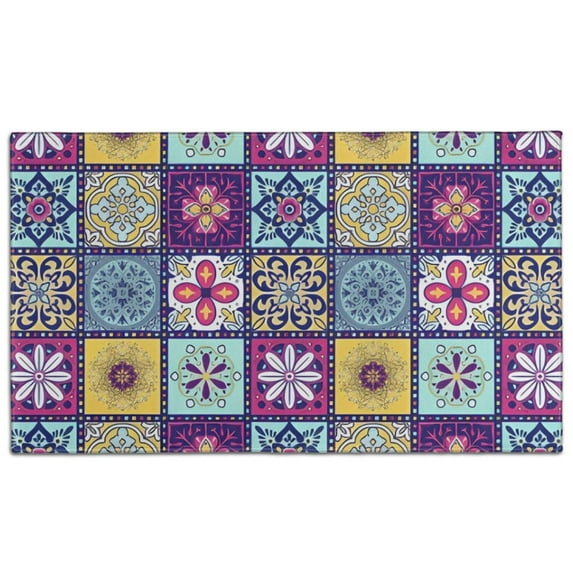 Multicolor Ethnic Geometric Patchwork Pattern Door Rugs,Washable Non Slip Door Mats Indoor,Decorative Door Mats,Entry Mat Indoor for Entrance,Bedroom,Kitchen,Bathroom,17"x30"