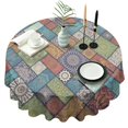 thumbnail image 1 of Multicolor Ethnic Geometric Patchwork Pattern Round Tablecloth 60"x60",Wrinkle Wipeable Table Cloth for Kitchen Dining Room Picnic Patio Party, 1 of 6
