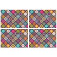 thumbnail image 1 of Multicolor Ethnic Geometric Patchwork Pattern Summer Placemats Table Placemats Set Of 4-Linen Kitchen Washable Placemats Table Mats 11.8"x17.7" Non-Slip Heat Resistant, 1 of 6