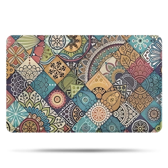 Multicolor Ethnic Geometric Pattern Bathroom Rugs Mat,Non Slip Microfiber Bathroom Rug,Rubber Backing,Soft Bathroom Mats for Bathroom Floor,Tub and Shower,20x32in(50x80cm)