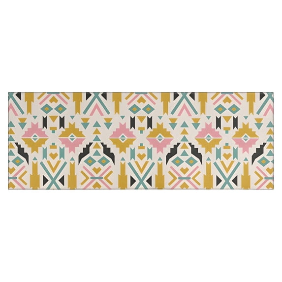 Multicolor Ethnic Geometric Pattern Kitchen Rug Mat,Kitchen Runner Rugs Non Skid Washable,Decorative Kitchen Floor Mats for Kitchen,Sink,Laundry,17"X47"