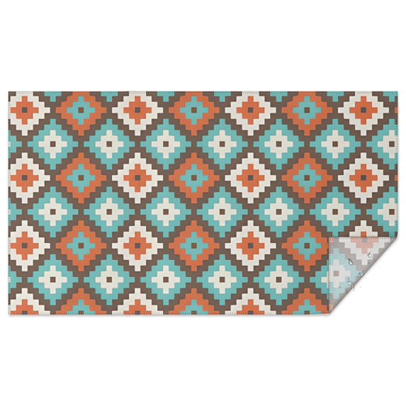 Multicolor Ethnic Geometric Pattern Rectangle Tablecloth 60"x102",Waterproof Polyester Rectangle Table Cloth, Wipeable Spillproof Polyester Tablecloth for Dining, Camping, Indoor and Outdoor