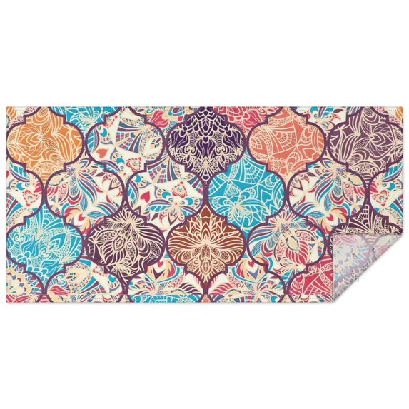 Multicolor Ethnic Geometric Pattern Rectangle Tablecloth 60"x120",Waterproof Polyester Rectangle Table Cloth, Wipeable Spillproof Polyester Tablecloth for Dining, Camping, Indoor and Outdoor