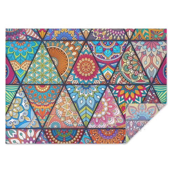 Multicolor Ethnic Geometric Pattern Rectangle Tablecloth 60"x84",Waterproof Polyester Rectangle Table Cloth, Wipeable Spillproof Polyester Tablecloth for Dining, Camping, Indoor and Outdoor