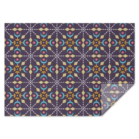 Multicolor Ethnic Geometric Pattern Rectangle Tablecloth 60"x84",Waterproof Polyester Rectangle Table Cloth, Wipeable Spillproof Polyester Tablecloth for Dining, Camping, Indoor and Outdoor