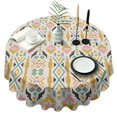 thumbnail image 1 of Multicolor Ethnic Geometric Pattern Round Tablecloth 60"x60",Wrinkle Wipeable Table Cloth for Kitchen Dining Room Picnic Patio Party, 1 of 6
