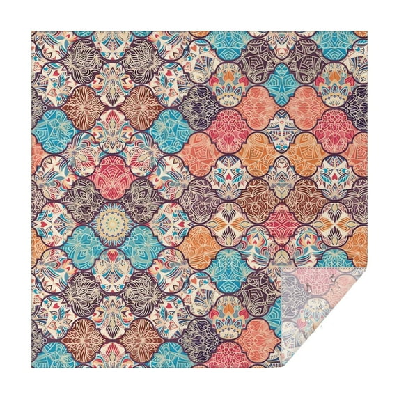 Multicolor Ethnic Geometric Pattern Square Tablecloth,Waterproof Square Table Cover,Wipeable Spillproof Washable Table Cover for Home Kitchen Party Decor 52"x52"(132x132cm)