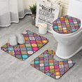 thumbnail image 1 of Multicolor Ethnic Mandala Pattern Bathroom Rugs Sets 3 Piece,Toilet Cover Set,Absorbent Non Slip Bathroom Mats Sets with U-Shaped Contour Rug Toilet Rug Set, 1 of 5