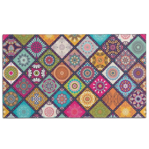 Multicolor Ethnic Mandala Pattern Door Rugs,Washable Non Slip Door Mats Indoor,Decorative Door Mats,Entry Mat Indoor for Entrance,Bedroom,Kitchen,Bathroom,17"x30"