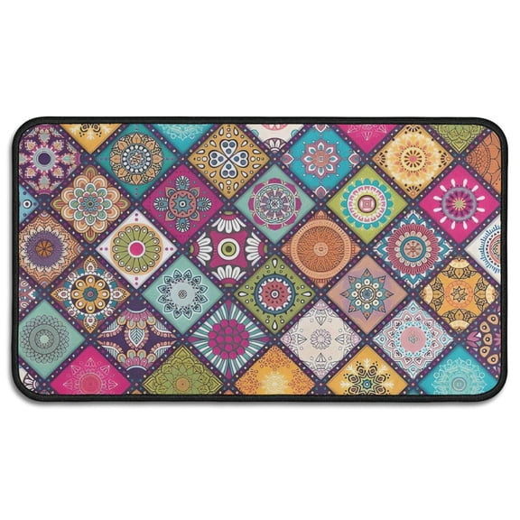 Multicolor Ethnic Mandala Pattern Door Rugs,Washable Non Slip Door Mats Indoor,Decorative Door Mats,Entry Mat Indoor for Entrance,Bedroom,Kitchen,Bathroom,30"x17"