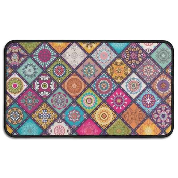 Multicolor Ethnic Mandala Pattern Door Rugs,Washable Non Slip Door Mats Indoor,Decorative Door Mats,Entry Mat Indoor for Entrance,Bedroom,Kitchen,Bathroom,30"x17"