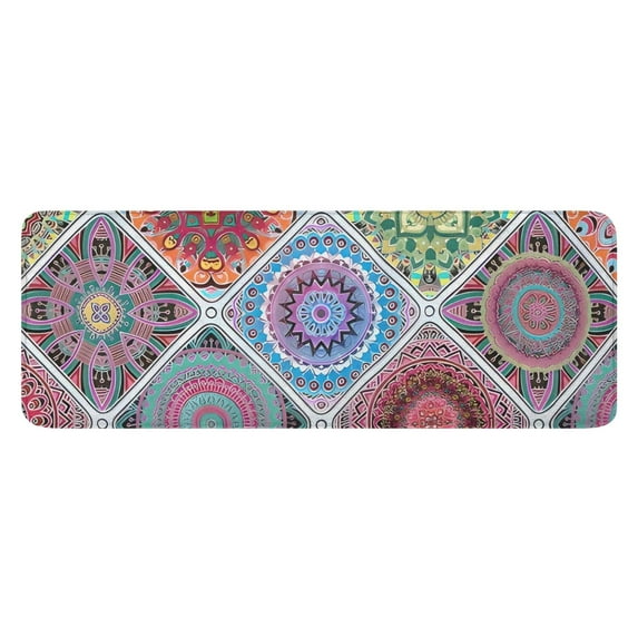 Multicolor Ethnic Mandala Pattern Kitchen Rug Mat,Kitchen Runner Rugs Non Skid Washable,Decorative Kitchen Floor Mats for Kitchen,Sink,Laundry,17"x47.2"
