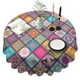 thumbnail image 1 of Multicolor Ethnic Mandala Pattern Round Tablecloth 60"x60",Wrinkle Wipeable Table Cloth for Kitchen Dining Room Picnic Patio Party, 1 of 6