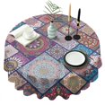 thumbnail image 1 of Multicolor Ethnic Mandala Pattern Round Tablecloth 60"x60",Wrinkle Wipeable Table Cloth for Kitchen Dining Room Picnic Patio Party, 1 of 6