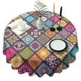 thumbnail image 1 of Multicolor Ethnic Mandala Pattern Round Tablecloth 60"x60",Wrinkle Wipeable Table Cloth for Kitchen Dining Room Picnic Patio Party, 1 of 6