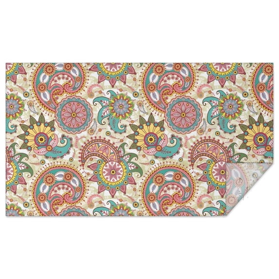 Multicolor Ethnic Paisley and Floral Pattern Rectangle Tablecloth 60"x102",Waterproof Polyester Rectangle Table Cloth, Wipeable Spillproof Polyester Tablecloth for Dining, Camping, Indoor and Outdoor